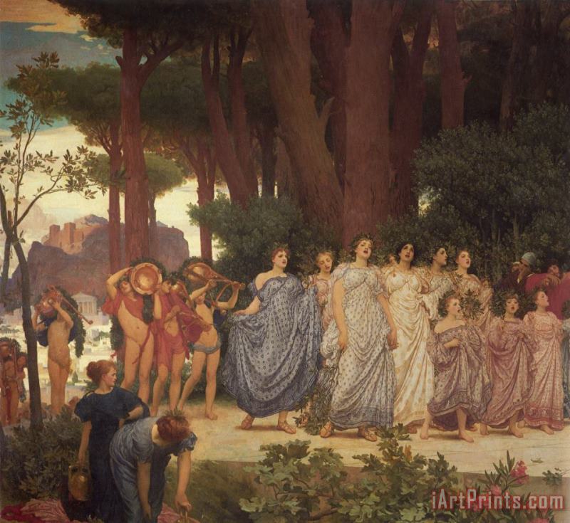 Lord Frederick Leighton The Daphnephoria [detail Left] Art Painting